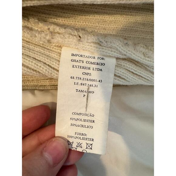 RARE Sole Cor Knitwear Cream Quilted Sweater Jacket Size Petite Ribbed Sleeve - Picture 8 of 8